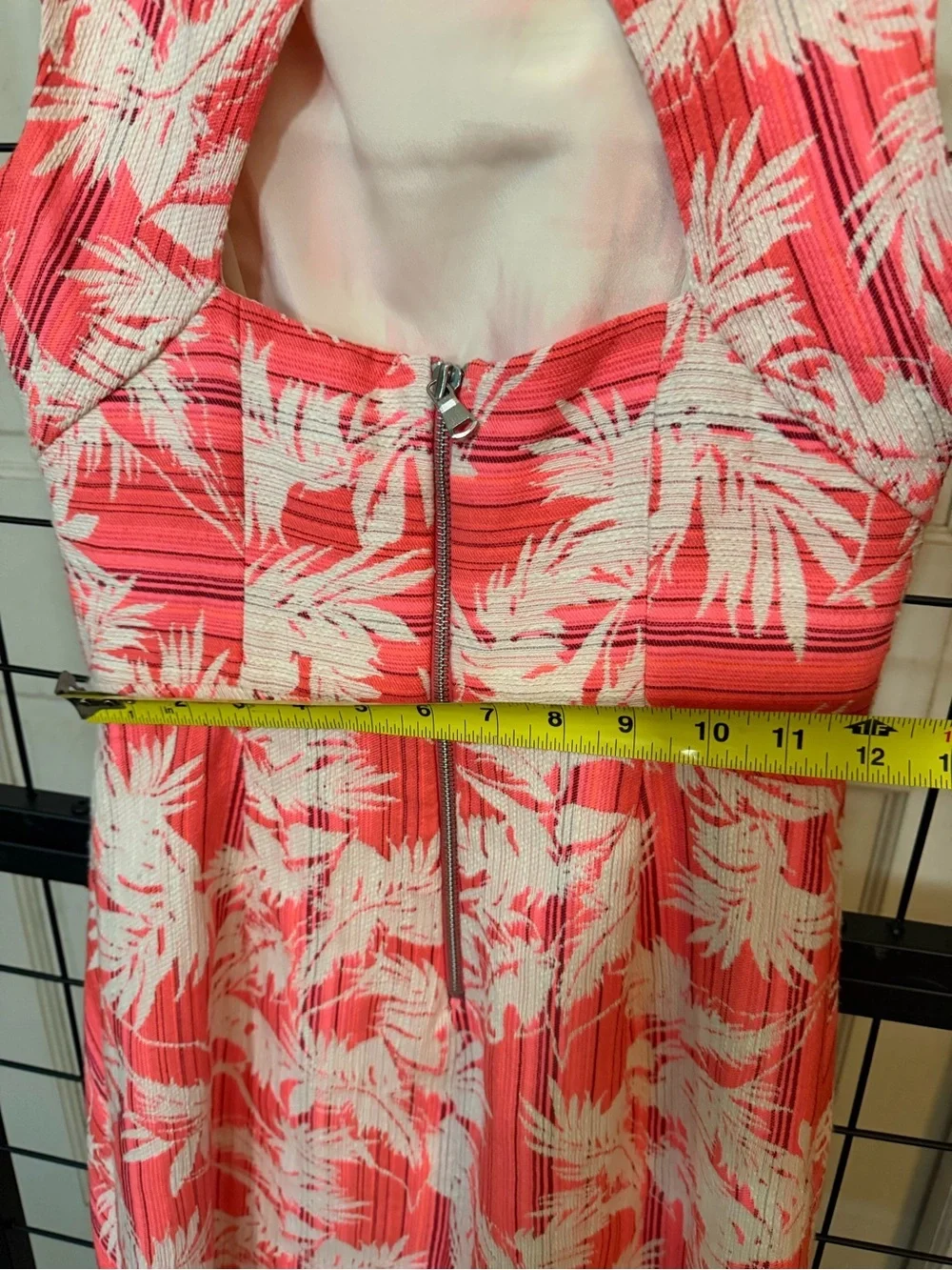 J. Crew Coral and White Tropical Print Sheath Dress